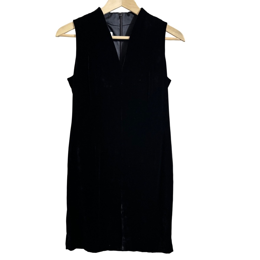 Vintage Jones New‎ York Dress Petite Black Velvet Sheath Dress 6P Classic 90's